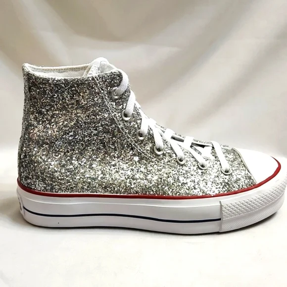 Converse CTAS Lift Platform Glitter Hightop Sneakers (w size 9.5) - Picture 1 of 15